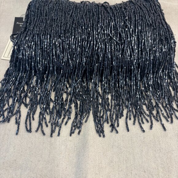 Viral Beaded Fringe Shoulder Bag - Navy Blue - Made in India - Picture 7 of 13